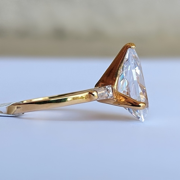 New sterling silver gold plated pear teardrop cut ring 925 - Picture 5 of 5